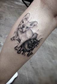 прасец смешно черно-бяло кученце личност татуировка модел