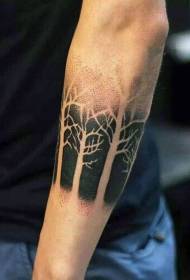 黑色和白色刺設計有趣的樹手臂紋身圖案
