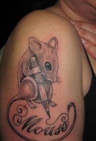 grote arm enge muis potlood en brief tattoo patroon