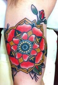 traditional old school flower tattoo pattern on the inside of the arm