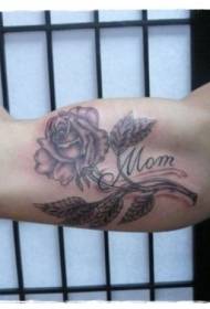 Großer Arm Gedenkbrief und Rose Tattoo-Muster