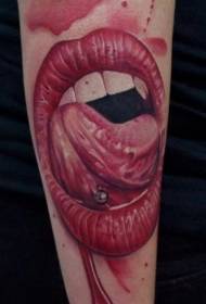 braccio bocca sanguinante di colore spaventoso con motivo tatuaggio lingua