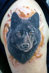 βραχίονα πολύ ρεαλιστικό όμορφο μαύρο μοτίβο τατουάζ σκυλιών