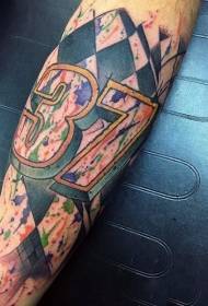 занимљива тркачка тема боја узорак за тетоважу дигиталних руку