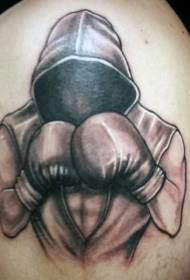 krak jednostavnog dizajna crno-bijeli uzorak tetovaža boksera