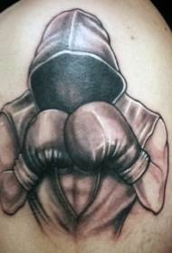 arm simple design black and white mystery boxer tattoo pattern