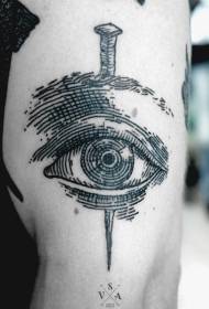 paže děsivé černé oči se vzorem tetování nehtů