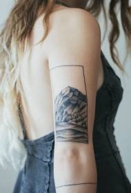 Girls arm simple black hill tattoo pattern