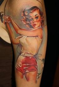 arm nydelig vintage stil vakker kvinne tatovering mønster