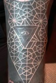 grande decorazione geometrica bianca e motivo del tatuaggio del braccio dell'occhio