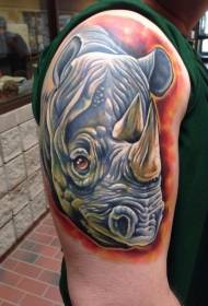 käsivarsi realistinen söpö sarvikuono pää tatuointi malli