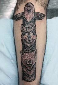kol kişilik siyah beyaz kabile hayvan dövme deseni