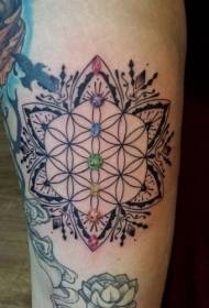 Arm värikkäitä koruja ja Mandala Kukka Tatuointi malli