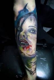 χέρι απλό σχεδιασμό αιματηρή αιματηρή γυναίκα τατουάζ μοτίβο βαμπίρ