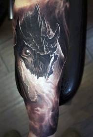 рука очень нежный черно-белый узор татуировки дракона