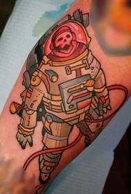 Style desen ki pi ba bra ki gen koulè modèl tatoo skelèt astronot