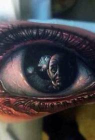 tatuagem de retrato impressionante de braço grande nos olhos