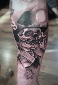 braso makatotohanang paninigarilyo denim skull tattoo pattern