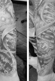 Impressionante modello di tatuaggio del braccio con simbolo del DNA grigio