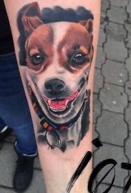 ذراع مضحك ابتسامة ملونة الكلب نمط الوشم