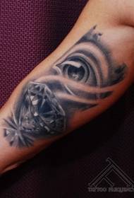 braccio meraviglioso diamante realistico con motivo tatuaggio occhi