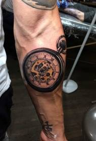 rankos spalvingas tikroviškas senas mechaninis laikrodis tatuiruotė modelis