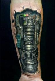tatoeëringpatroon vir ruwe ystermasjiene op die arm