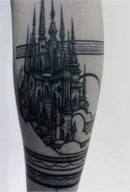 brazo fantasía negro vello patrón de tatuaxe do castelo