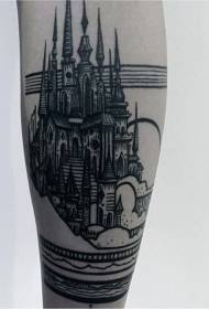 bras fantaisie noir vieux château modèle de tatouage