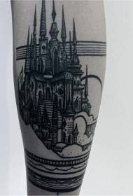 Arm Fantasie schwarz altes Schloss Tattoo Muster