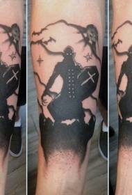 ruka crtani stil crno-bijeli misteriozni sveti ratnički uzorak tetovaža