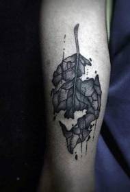 arm broken piece of leaf tattoo pattern