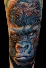 pola tato kepala gorila lengen kanthi warna