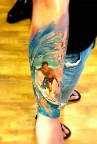 Braccio divertente colore surf modello di tatuaggio uomo