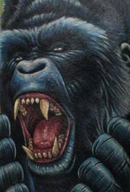 arm realistiska arg svart gorilla tatuering mönster