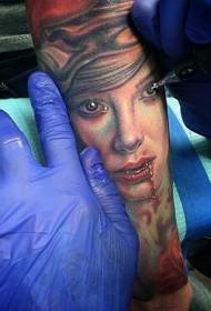 arm impressive color bloody female vampire tattoo pattern