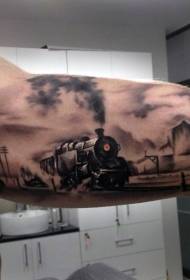 veľké rameno nádherné maľované západnej starej vlak tetovanie vzor
