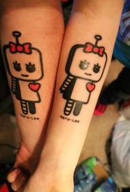 пара рук милый мультфильм робот рисунок татуировки