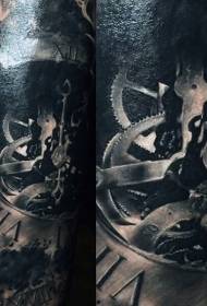 modello di tatuaggio del braccio dell'orologio meccanico nero molto realistico