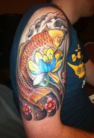 Djärva underbara lotus- och bläckfiskfärgade tatueringsmönster