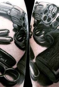 amazing realistic pistol with bullet arm tattoo pattern