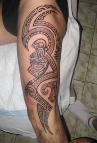 Modello di tatuaggio di gioielli tribali neri stile polinesiano della coscia