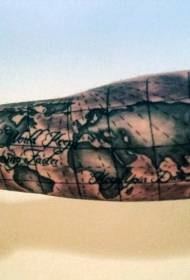 arm nautical) ແຜນທີ່ໂລກທີ່ມີຮູບແບບ tattoo ຈົດ ໝາຍ