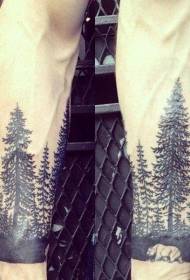 Arm ontwerpstijl zwart en wit bos met beren tattoo patroon