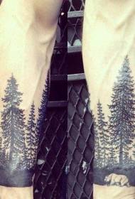 Arm design črno-beli gozd z vzorcem tatoo medveda