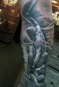 arm ancient warrior fighting giant snake tattoo pattern