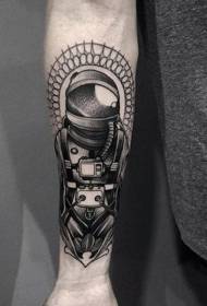 прецизна црно-бела шема на тетоважи на астронаутите