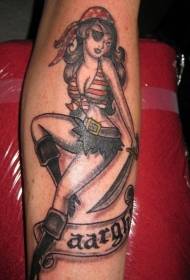 ແຂນກາຕູນສີແມ່ຍິງ sexy ຮູບແບບ tattoo