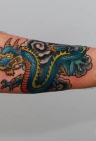 назад рука мультфільм стыль азіяцкага малюнка татуіроўкі дракона