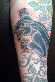 Evil Black Panther and Letter Arm Tattoo Patroon